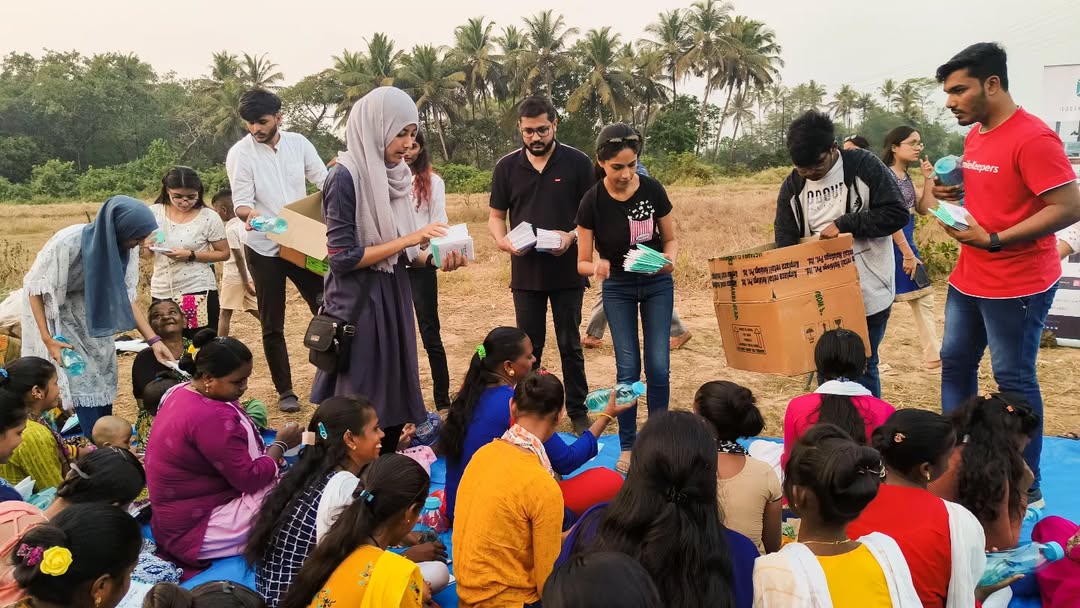 CodeMax team distributing hygiene kits