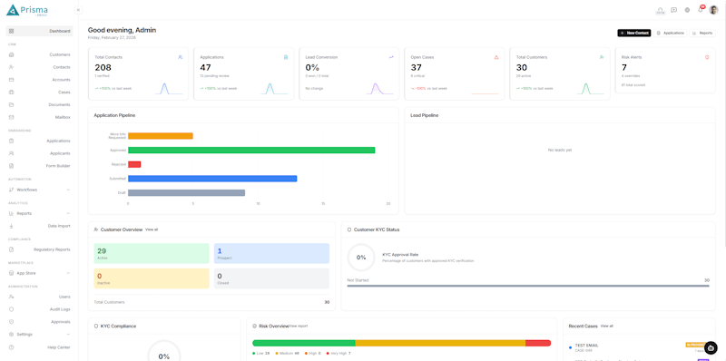 Prisma Banking CRM Interface